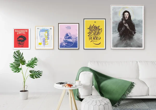 Place your product photo, image or wall art design into realistic frame mockups